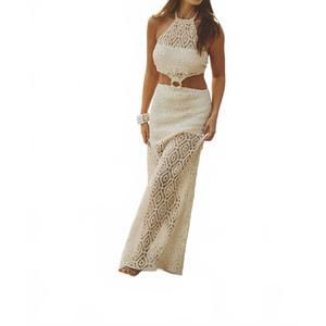 NEW SOAH women's kai crochet maxi dress in white